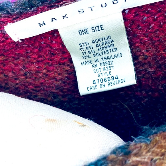 Max Studio Striped Acrylic Poncho One Size - Picture 2 of 3